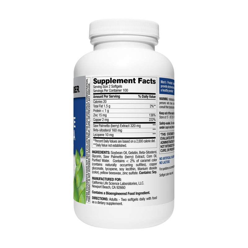 [Australia] - Nature's Wonder Men's Prostate Formula with Saw Palmetto, Beta-Sitosterol & Lycopene, 200 Softgels, 100 Days Supply 