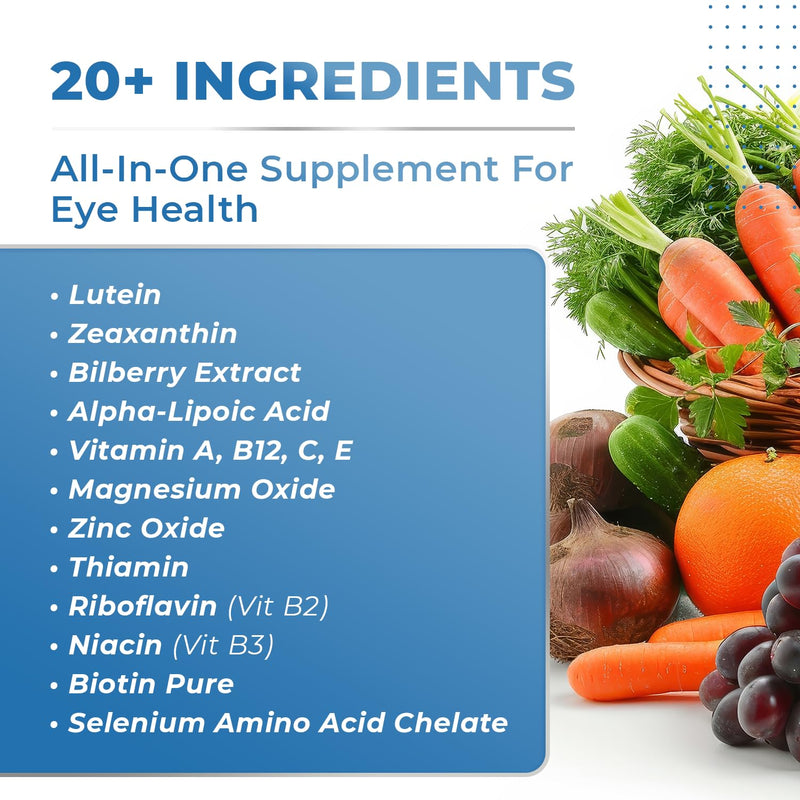 Sight Easy – Lutein, Zeaxanthin & Bilberry – 60 Ct, 6 Month Supply | Also includes Vitamin C, E & Zinc with Lutein, Zeaxanthin & Bilberry | Easy-to-swallow daily capsule 60 Count (Pack of 6)
