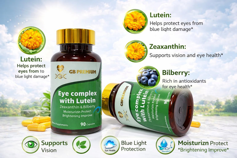 Eye Complex with Lutein, Zeaxanthin & Bilberry Extract, Eye Health Supplement, Vision Support Capsules with Vitamin A, B12 & Zinc, 90 Capsules
