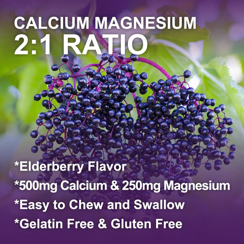 Calcium Magnesium Zinc Gummies with Vitamin D3 for Women & Men, Vegan, 60Ct | WOGORGT - Chewable Calcium Magnesium Zinc D3 Supplement with Sea Moss, Elderberry for Bone & Teeth, Daily Wellness Support 60 Count (Pack of 1)