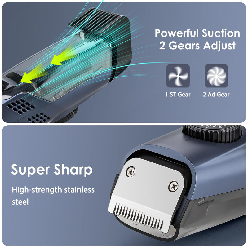 [Australia] - Vacuum Beard Trimmer for Men with 20 Length and Styles Adjustable, Built-in Vacuum Trimmer for Mustache, Sideburns, Facial Hair, Rechargeable Mustache Trimmer 