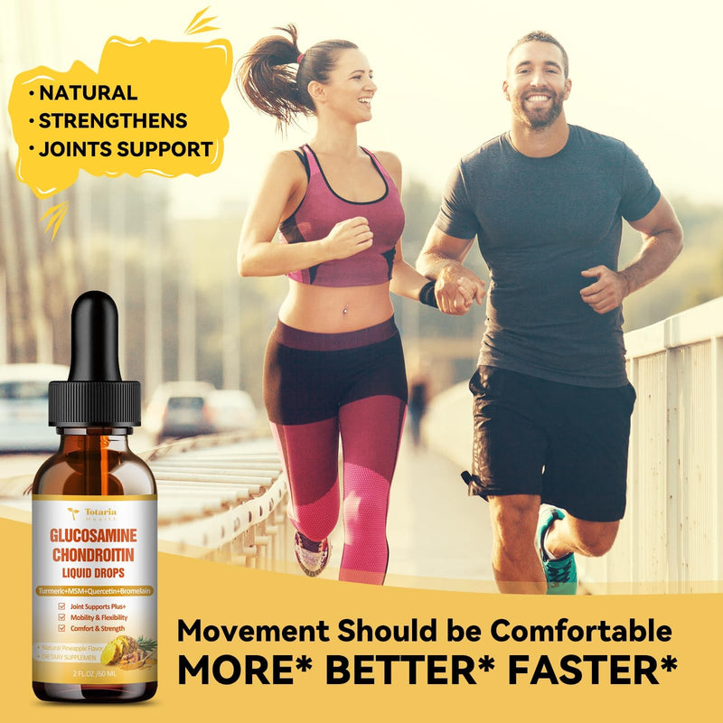 Totaria (2 Packs) Glucosamine Chondroitin MSM Support Joint Health - Chondroitin Sulfate Supplement Turmeric, Quercetin, Bromelain, MSM Oil 2 Fl Oz (Pack of 2)
