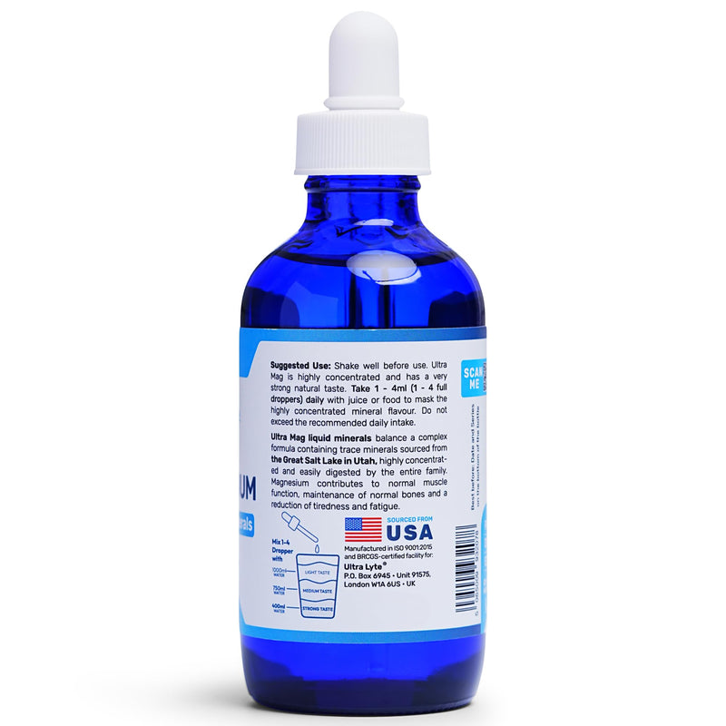 Ultra Lyte Ultra Mag Ionic Magnesium Supplement – 118ml Food Supplement – Concentrated 400mg Liquid Minerals – Reduce Tiredness & Fatigue – Supports Electrolyte Balance & Muscle Function