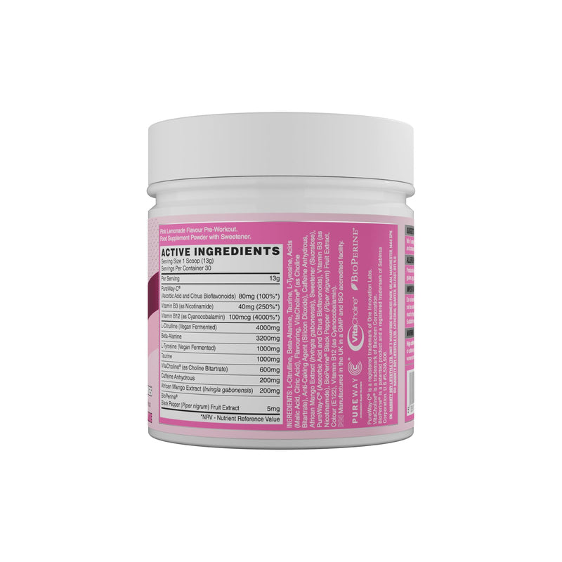 Naughty Boy Energy Pre Workout Powder, 200mg Caffeine Energy, Pump & Focus Formula, 30 Servings, Pink Lemonade