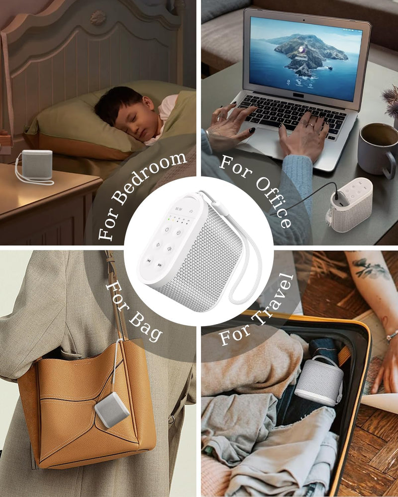 [Australia] - Portable Sound Machine for Travel, White Noise Sound Machine for Sleeping, 52-Hour Lasting Mini Noise Machine with 21 Quality Non-looping Sounds, Headphone Jack, Memory, Timer for Adults, Office,Hotel 