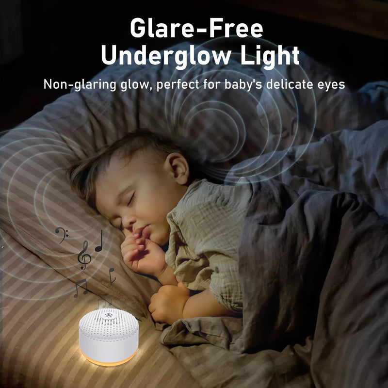 [Australia] - Portable Sound Machine & Night Light, White Noise Sound Machine for Baby & Adults with 12 Selected Sounds - Rechargeable, Memory Function, Timer - Sleep Soother, Home & Travel, White Middle 