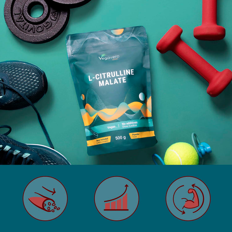 Vegavero L Citrulline Malate 2:1 | 10,000 mg Daily Dose | 100% Pure | NO Additives | Unflavoured | Lab-Tested | Vegan | 500 g Pre Workout Powder