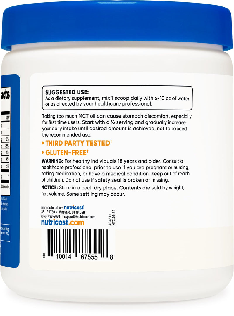 [Australia] - Nutricost C8 MCT Oil Powder 23 Servings (8oz) - 95% C8 MCT Oil Powder 