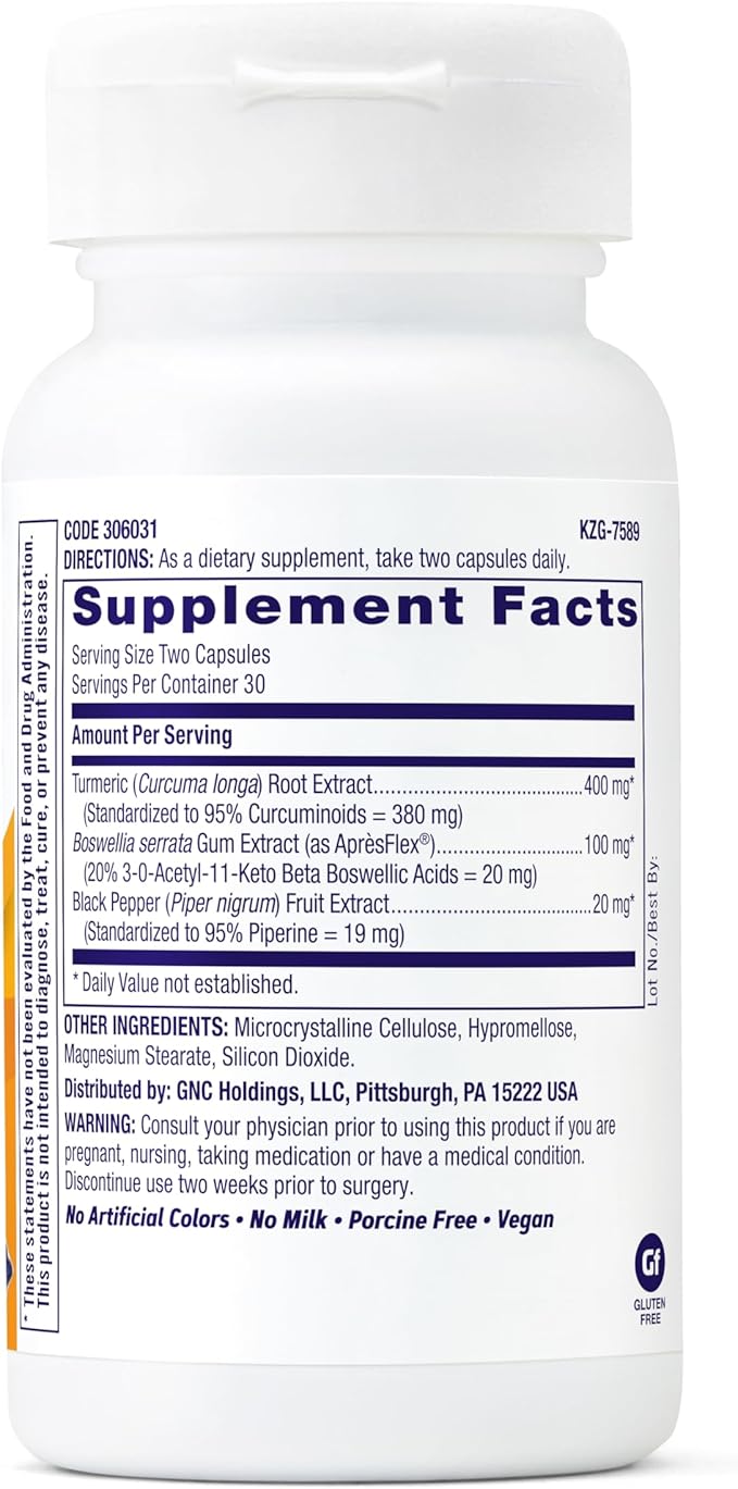 [Australia] - GNC TriFlex Turmeric Formula | Improves Joint Comfort and Stiffness, Promotes Mobility and Flexibility | 60 Caplets 
