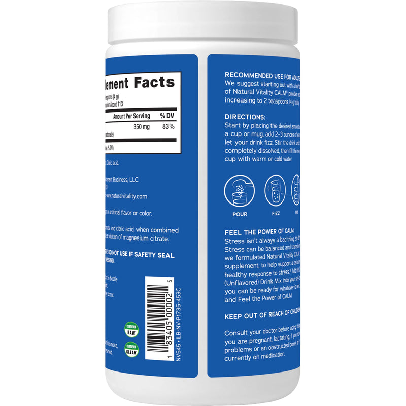 [Australia] - Natural Vitality Calm, Magnesium Citrate Supplement, Anti-Stress Drink Mix Powder, Gluten Free, Vegan, & Non-GMO, Original Unflavored, 16 oz 