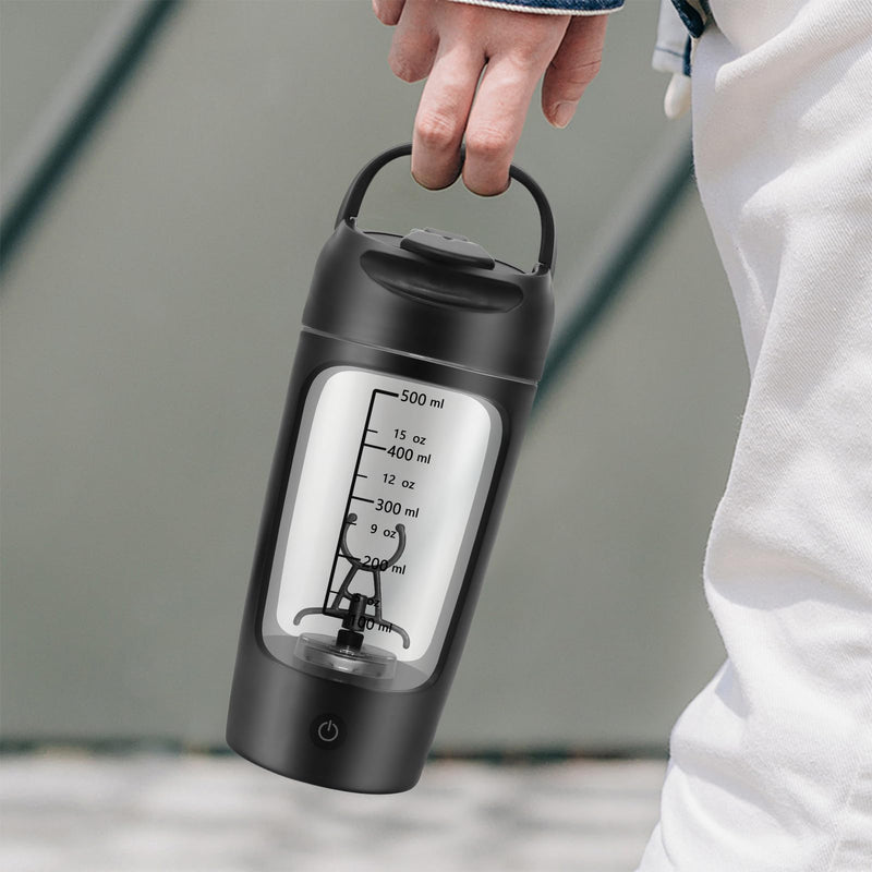 [Australia] - SOARFLY Shaker Electric Shaker with Powder Compartment 650ML, Shaker Protein Shake USB Rechargeable, Protein Mixer Shaker for Protein Shake and Milk Shake, Electric Protein Shaker, BPA-Free, Black 