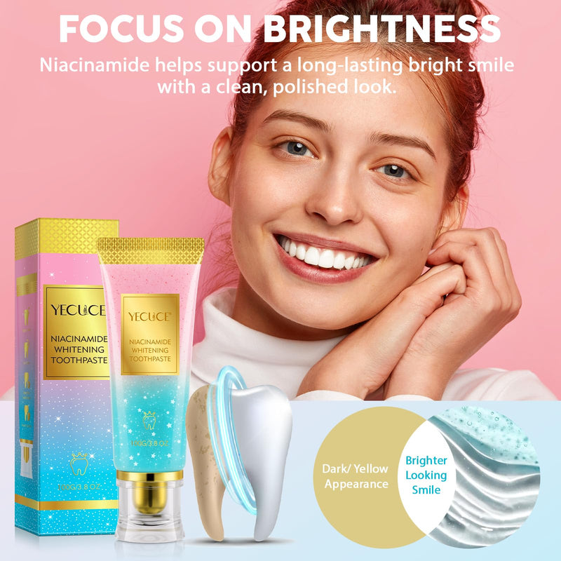 [Australia] - 2Pcs Niacinamide Whitening Toothpaste,Niacinamide Toothpaste, Effectively Whitens Teeth, Protects Tooth Enamel, Freshens Breath 24 Hours, Fluoride-Free Formula is Suitable for Sensitive Teeth 2 