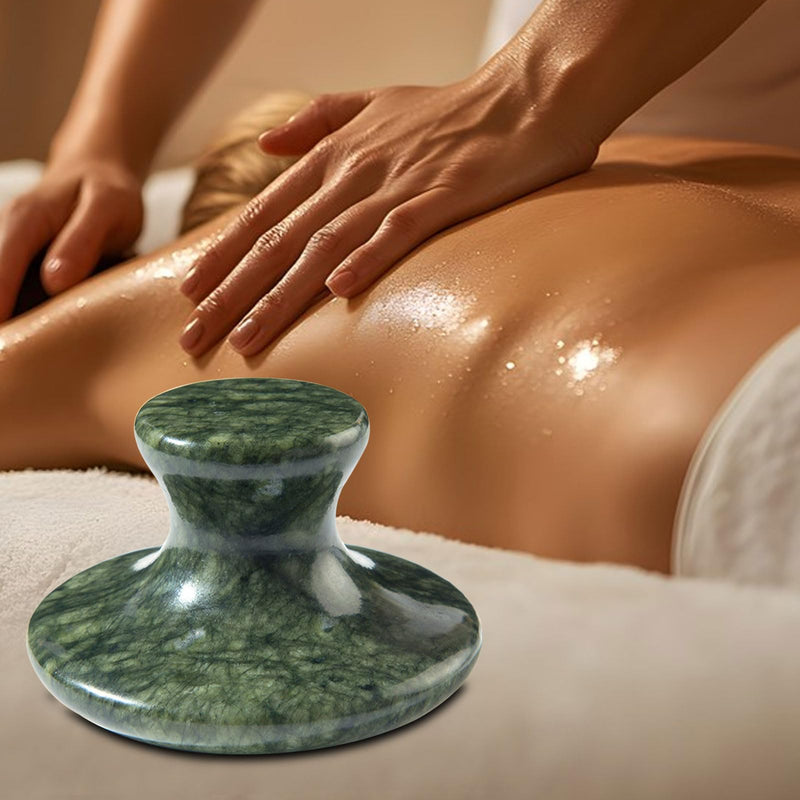 [Australia] - gemshan Massage Stone, 3.5inch Natural Hot Rocks, Body Gua Sha Massage Tool for Cellulite Massage, Lymphatic Drainage, Relieve Tension and Muscle Pain Dark Green Jade 