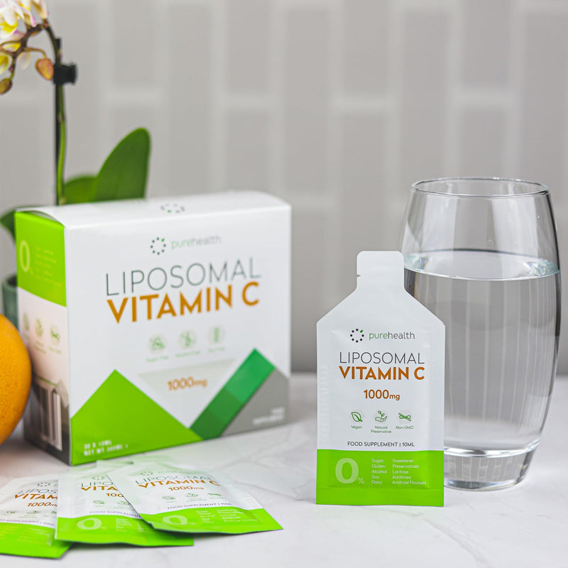 The Purest, Most Bioavailable Liposomal Vitamin C On The Market 1000mg 30 Daily Sachets No Sweetener, No Soy, All Natural Ingredients.Immune System, Skin & Energy Support