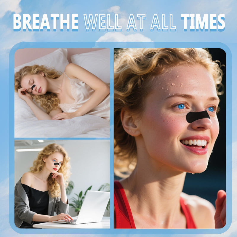 [Australia] - Nasal Strips for Snoring(60 Count),Nose Strips for Breathing,Snoring Solution,Nose Strips,Breath Strips,Nose Opener for Breathing Sleep,Oil & Sweat Proof High-Adhesive Patch,Better Sleep & Anti Snore Black Ôºà60 CountÔºâ 