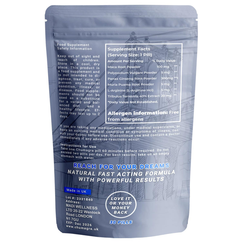 Maca Root 30 Blue – Fast-Acting Energy & Performance Herbal Supplement 100% Natural