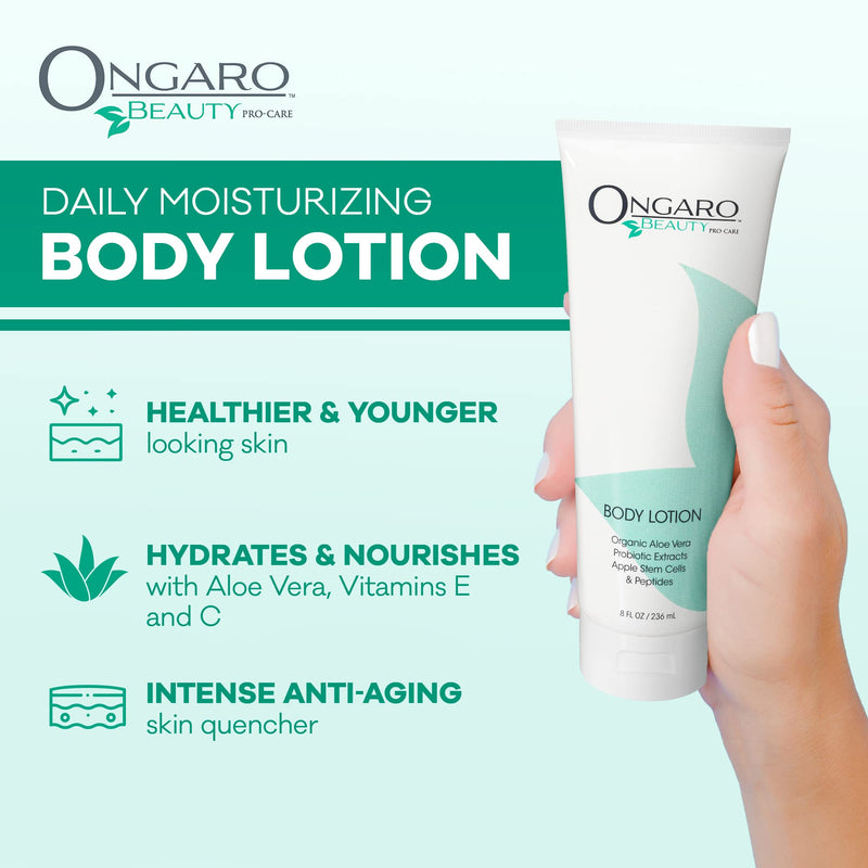 Ongaro Beauty Organic Body Lotion - Body Moisturizer Skin Lotion, Probiotic Lotion w/Aloe Vera, Cocoa Butter, Hyaluronic Acid, Shea Butter & Vitamin E, Lightweight, All Skin Types 8fl oz Apricot Citrus