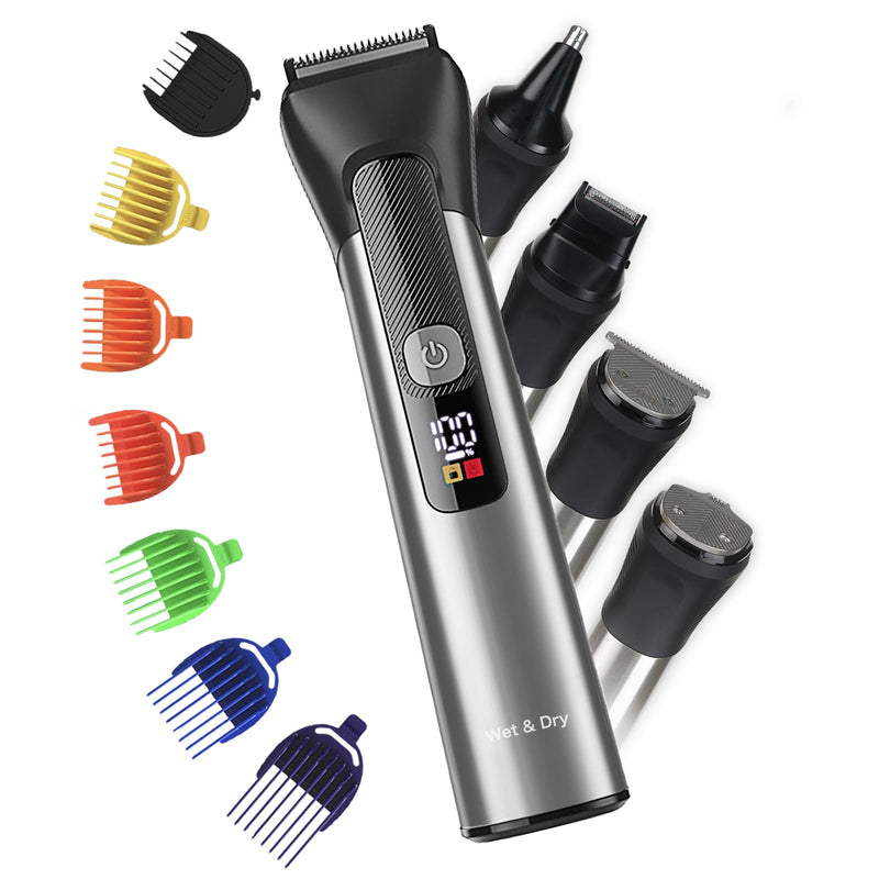 [Australia] - Beard Trimmer for Men – Stainless Steel Electric Razor & Shaver, Cordless Hair Clippers Grooming Kit, IPX7 Waterproof Nose Ear Face Body Trimmer, USB-C Rechargeable with Travel Lock, Gifts for Men 