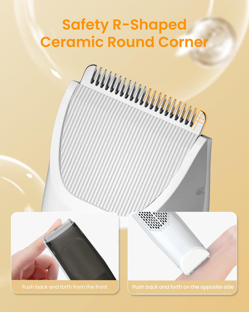 [Australia] - FERRISA Vacuum Baby Hair Clippers,Silent Hair Clippers for Kids,Cordless Baby Hair Trimmer,Waterproof Baby Hair Cutting Kit for Fine/Curly Hair,Infant Toddler Hair Clippers Auto Suck Snipped Hair Gray-white 