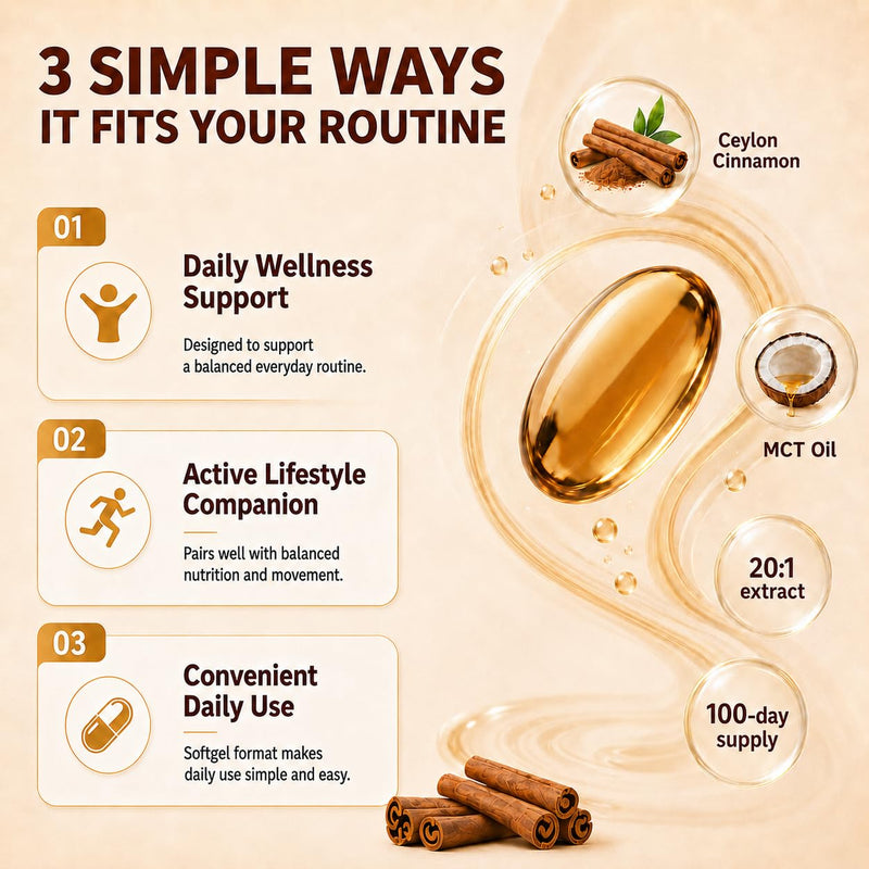 2-in-1 Ceylon Cinnamon Softgels with MCT Oil – 300 Softgels – True Ceylon Cinnamon Daily Supplement, Highly Bioavailable Formula, Supports Energy & Daily Wellness Routine, Non-GMO, Gluten Free