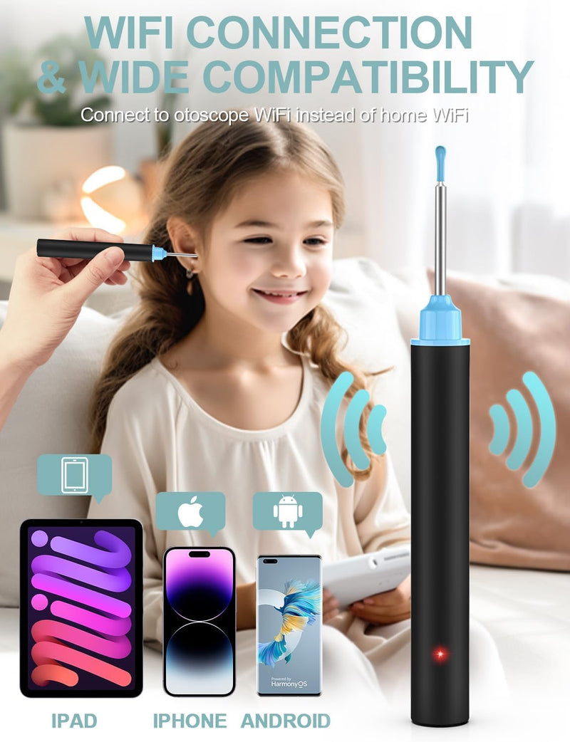 [Australia] - VIYSPNV Otoscope 3.5mm WIFI Wireless Digital Camera with 6 LED Lights 1920P HD Ear Endoscope Compatible with iOS and Android for Children Adults and Pets 