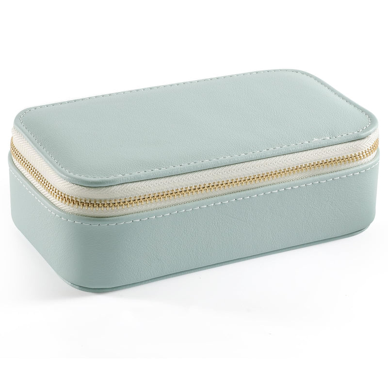 Genuine Leather Travel Pill Organizer Box Case 2 Times a Day for Purse for Women, Cute Medicine Pill Holder Containers for Vitamin Medium Weekly Daily 7 Day Am Pm Pill Organizer(Cyan) Nappa Leather Cyan
