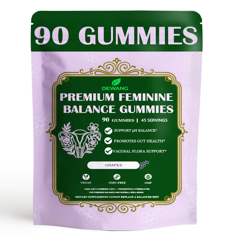DEWANG Premium Feminine Balance Gummies for Women’s - Immune Support& PH Balance - Vegan, Gluten-Free - Grapes Flavor, 90 Count 45 Servings (2, Grape) 2