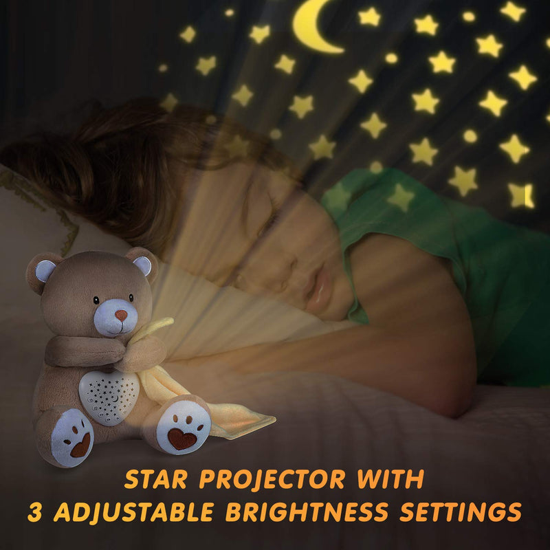 [Australia] - BEREST Rechargeable Baby Sleep Smile Bear, Mom's Heartbeat Baby Cry Sensor Lullabies & White Noise Sound, Nursery Decor Night Light Projector Toddler Crib Sleeping Aid, Baby Shower Gifts A13- RBear 
