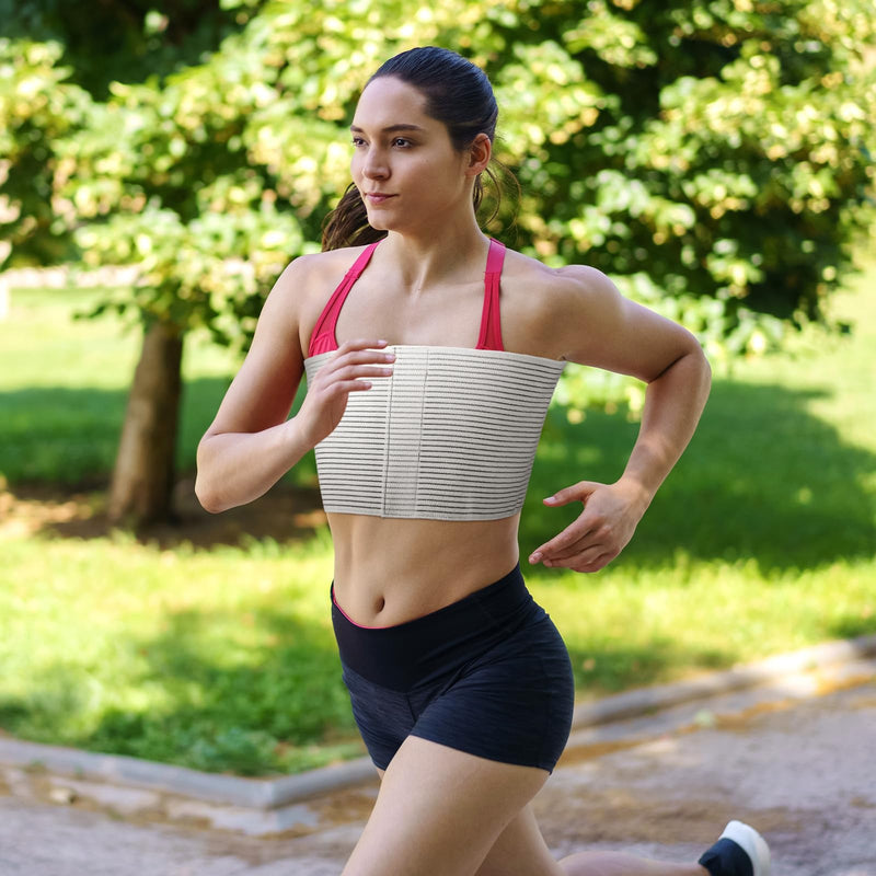 Geiserailie 2 Pcs Chest Compression Wrap Breast Support Band Sports Support Strap Bandage Adjustable Chest Binder for Large Breasted Women Prevent Breast Bounce for Sports Running(White,Large) White