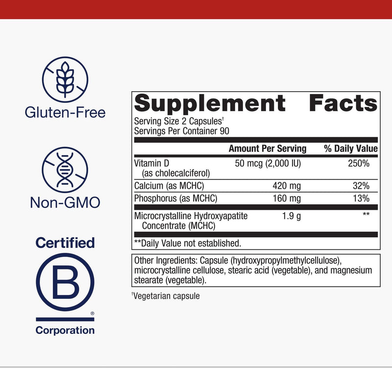 Metagenics Bone Builder Plus MCHC, Bone Density Support, 180 Capsules | Bone Health Supplement, 90 mg Calcium with Microcrystalline Hydroxyapatite (MCHC), Supports Bone Mineral Density, Gluten-Free 180 Count (Pack of 1)