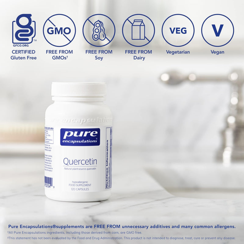 Pure Encapsulations Quercetin 250mg - Natural Plant-Source Pure Quercetin Supplement - Promotes Immune Support, Cardiometabolic Health and Overall Cellular Health - 120 Vegetarian Capsules