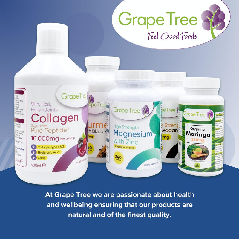 Grape Tree Cod Liver Oil 1000mg High Strength 240 Capsules. Cod Liver Oil Rich in Omega 3 EPA DHA Fatty Acids + Vitamins A, D & E High Strength Fish Oil. Supports, Heart Health, Brain, Vision, Joints