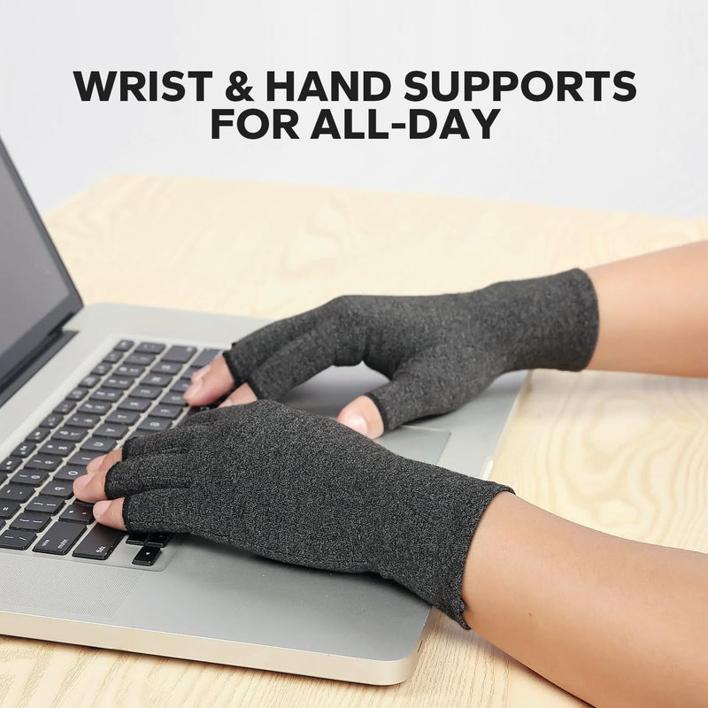 [Australia] - Fingerless Compression Gloves (1 Pair), Cotton Arthritis Gloves Women Men, Arthritis Pain Relief Gloves, Hand Compression Gloves Arthritis for Carpal Tunnel, Rheumatoid, Tendonitis Medium Grey 