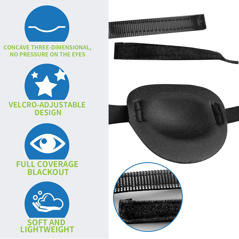 [Australia] - 2 Pcs Eye Patches for Adults and Kids,3D Adjustable Eyepatch for Right or Left Eye,One Eye Cover for Lazy Eye,Pirate Costume(Black) Normal Black 