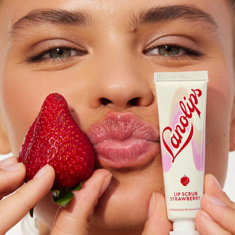 [Australia] - Lanolips Lip Scrub - Natural Lip Exfoliator Made with Lanolin, Vitamin E & Finely Ground Strawberry Seeds - Gentle Sugar Scrub for Healthy, Soft Lips - Strawberry (.35 oz) 