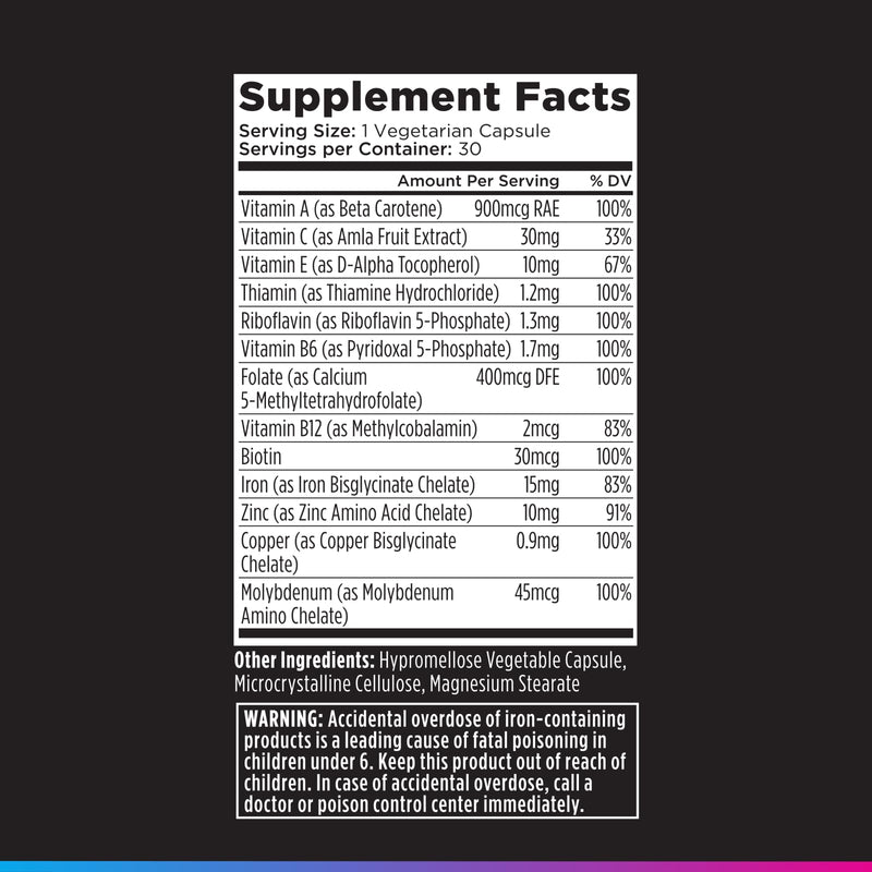 Livingood Daily Blood Support, Iron Supplement for Women & Men, 30 Capsules | 13-in-1 Red Blood Cell Support, Chelated Iron, Folate, B Vitamins, Methylated B12, Zinc, Non GMO, Vegan, Made in USA
