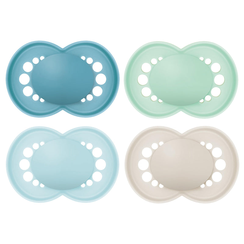 [Australia] - MAM Original Matte Baby Pacifiers, Binky for 16+ Months, BPA-Free Silicone Nipple, Easy to Clean, Best for Breastfed Babies, Developed with Medical Experts, 4 Count Binkies Blue / Pale Mint / Beige 4 Count (Pack of 1) 