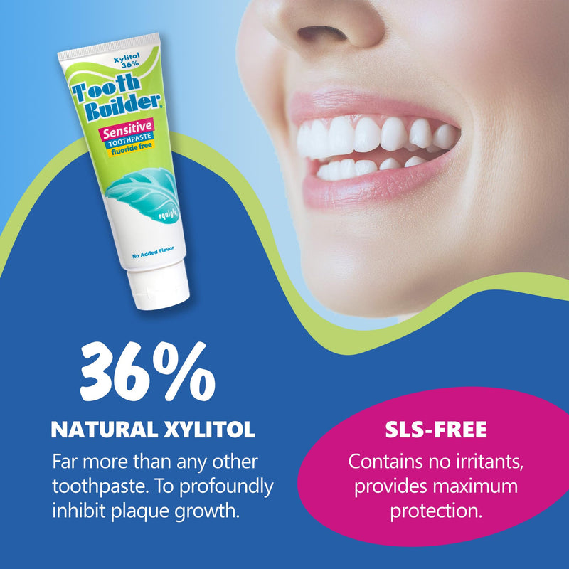 [Australia] - Squigle Tooth Builder SLS Free Toothpaste (Stops Tooth Sensitivity) Prevents Canker Sores, Cavities, Perioral Dermatitis, Bad Breath, Chapped Lips, 4 oz (16 Ounce (Pack of 4), Unflavored) 4 Ounce (Pack of 4) 