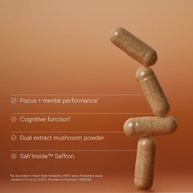 WILD NUTRITION Lion's Mane Plus with Safr’Inside Saffron | Food-Grown Ingredients | Focus and Mental Performance, Cognitive Function, Emotional Wellbeing and Inner Balance