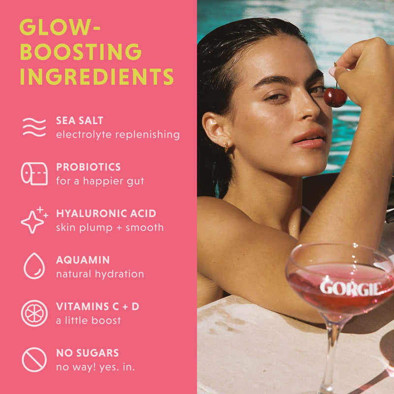 Glow Hydration Packets, Electrolytes, No Sugar, 15 Sticks | Hyaluronic Acid, Aquamin, Vitamin C & D, Probiotics, Antioxidants, Sugar-free, Skin & Gut Support, Variety Pack