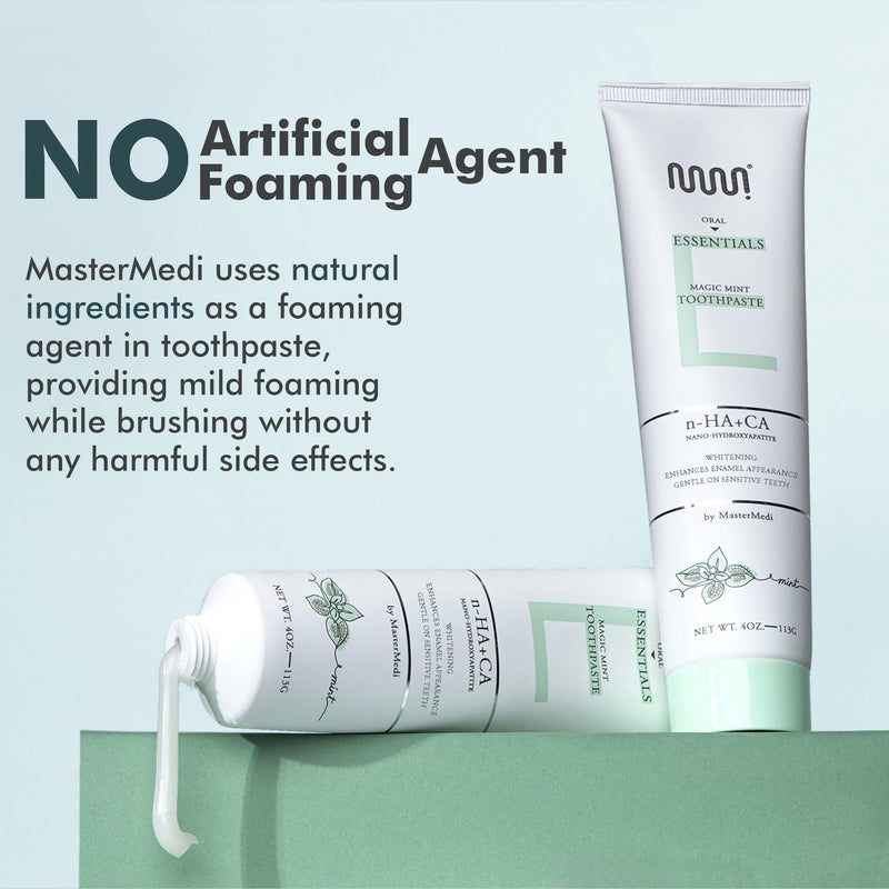 [Australia] - MasterMedi Nano Hydroxyapatite Toothpaste (Inspired by 10% nHA Formulas), Fluoride-Free, Whitening, Sensitive Teeth Care, Enamel Support, SLS Free, Xylitol, Magic Mint, 4 Oz (Pack of 3) A - Magic Mint (Pack of 3) 