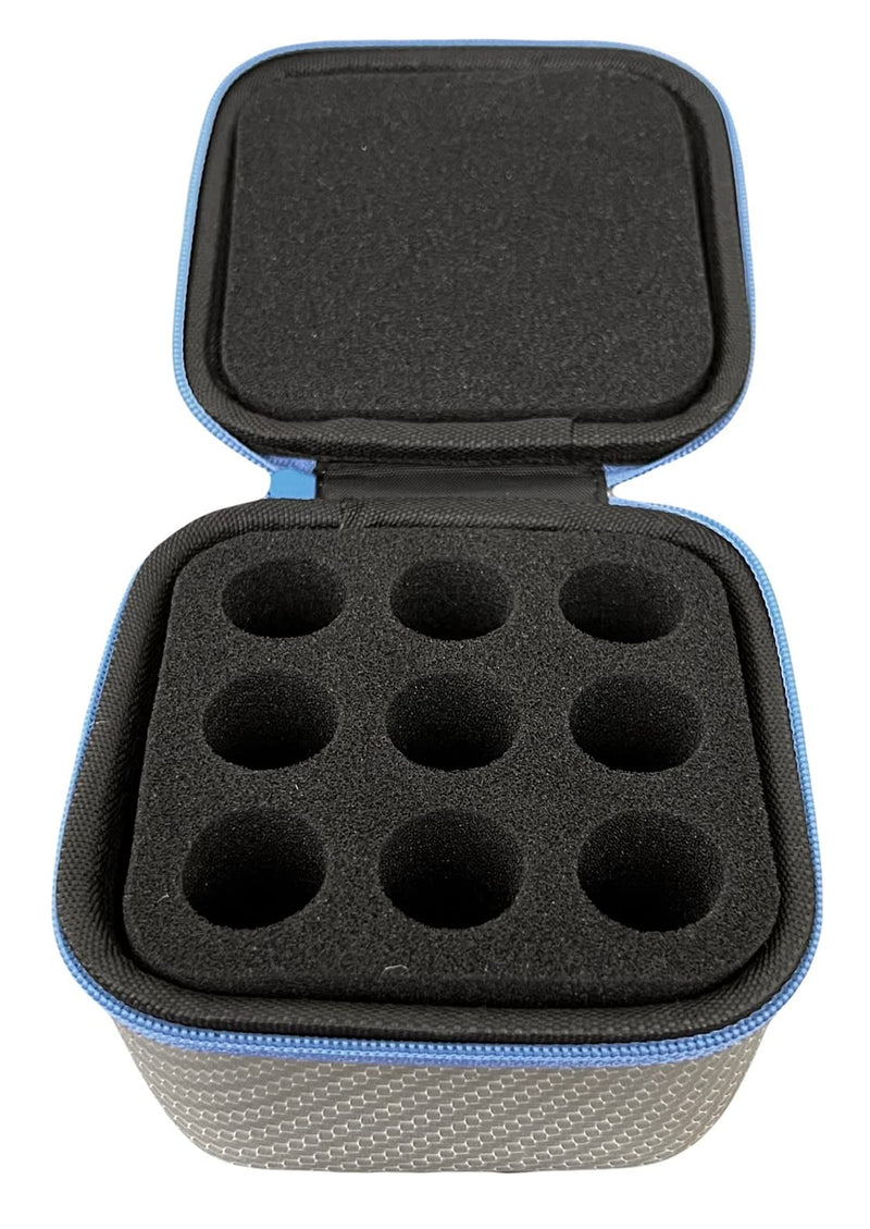 [Australia] - Insulin Fridge Holder Storage Case Organizer - Fits Standard 10ml U-100 Vials - Safe, Snug, Secure Vial Protector (9-Slot, Silver with Blue Zipper) 9-Slot 