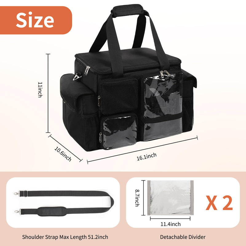 Large Hairstylist Traveling Bag, Hair Tool Organizer with Removeable Dividers, Hairdresser Hair Tools Travel Bag with Multi Pockets, Professional Makeup Artist Bag with Shoulder Strap Large(16.1x10.6x11in)