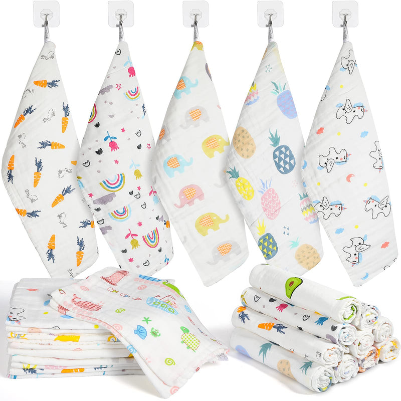 10 Pieces Baby Burp Cloth 10 x 20 inches 6 Layer Soft Absorbent Muslin Newborn Towel for Baby Shower Machine Washable, for Sensitive Skin Baby (Floral Pattern) Floral Pattern