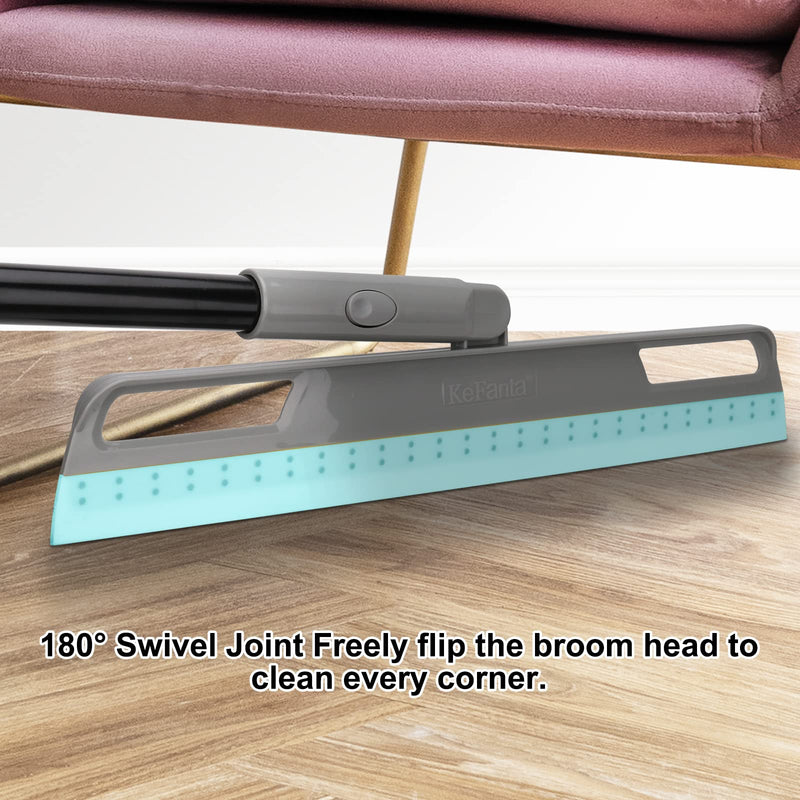 [Australia] - Multifunction Magic Broom, Silicone Floor Squeegee Broom with 59" Long Handle, Scraping Broom for Floor Bathroom Kitchen Shower Tile Pet Hair Fur Marble Glass Water Window Foam Cleaning, Blue Blue Magic Broom 