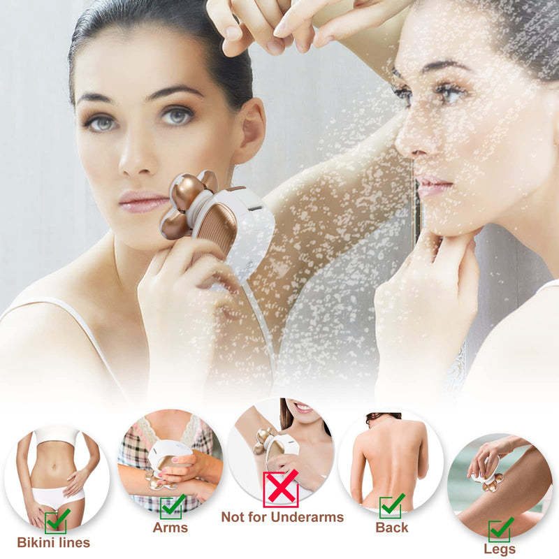 [Australia] - Electric-Razor-for-Women-Shaver Rechargeable Rotary Waterproof Painless Trimmer Cordless Hair Remover with Detachable Head Wet Dry Use for Womens Legs Face Lips Pubic Hairs Bikini Body 