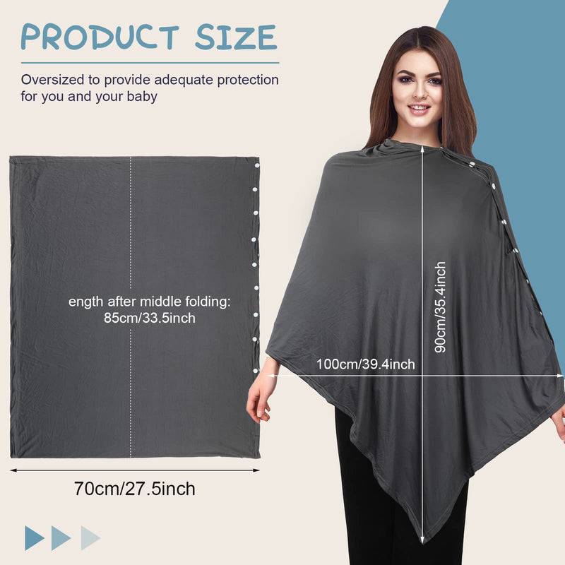 [Australia] - 2 Pieces Nursing Covers for Breastfeeding Nursing Blanket Privacy Breastfeeding Shawl Nursing Poncho Scarf with Button for Boys and Girls Seat Infant Car Seat Canopy Cover (Black, Gray) Black, Gray 