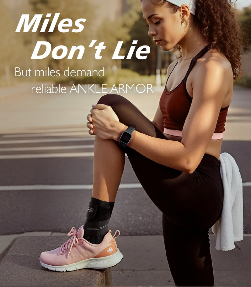 Flat Knitting Ankle Brace For Women&Men, 7-Zone Dynamic Compression Sleeve w/Flex Strap,Foot Support For Sports, Sprained Ankle, Achilles Tendonitis, Plantar Fasciitis Relief(Pack of1)L, Black Large