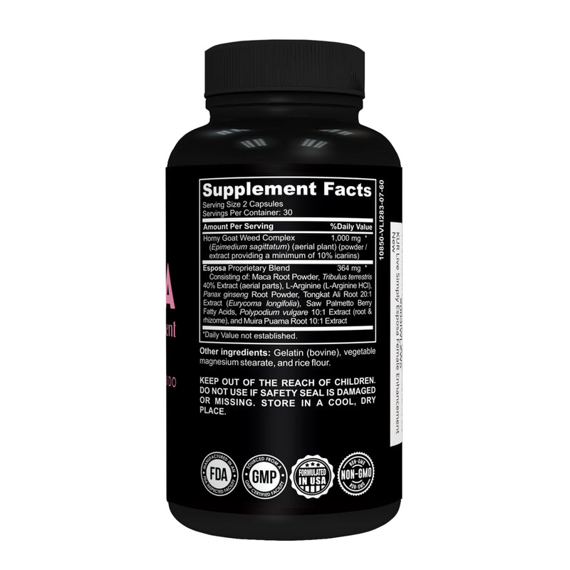 [Australia] - Esposa Female Libido Booster for Women ‚Äì Reignite Passion, Increase Energy & Sensitivity, Boost Mood & Desire ‚Äì Made in USA Natural Female Enhancement Pills with Horny Goat Weed ‚Äì 60 Capsules 
