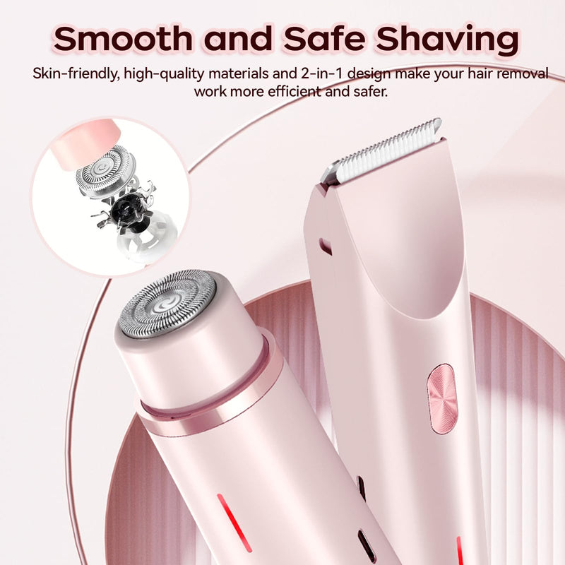 [Australia] - Dual Head Bikini Trimmer for Women, IPX7 Waterproof Wet & Dry Use, Electric Bikini Shaver and Epilator 2-in-1 Electric Razors for Women Bikini Underarm Body Leg Arm Face Intimate Areas,Pink Pink 